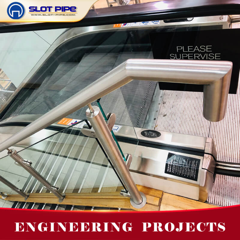 stainless steel Round Pipe Mall Stair Railing In UK